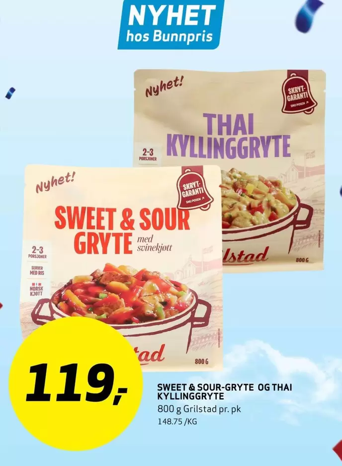 Norsk - SWEET & SOUR GRYTE OG THAI KYLLINGGRYTE