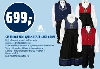 Barn - SMÅTROLL NORA/NILS FESTDRAKT BARN