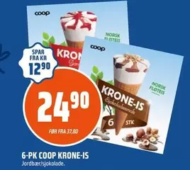 Norsk - 6-PK COOP KRONE-IS Jordbær/sjokolade