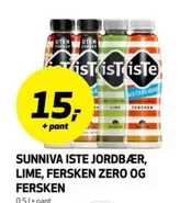 ISTE JORDBÆR, LIME, FERSKEN ZERO OG FERSKEN