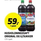HUSHOLDNINGSSAFT ORIGINAL OG U/SUKKER