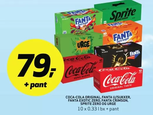 Coca Cola - ORIGINAL, U/SUKKER, EXOTIC ZERO, FANTA CRIMSON, SPRITE ZERO OG URGE