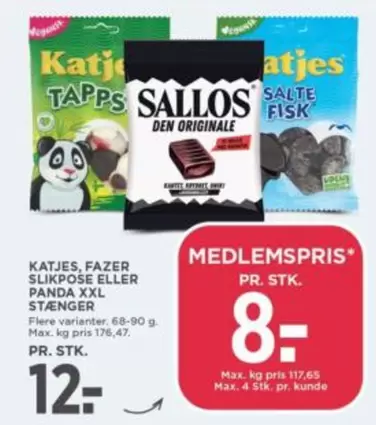 Max - KATJES, FAZER SLIKPOSE ELLER PANDA XXL STÆNGER