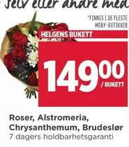 Roser - Helgens bukett; , Alstromeria, Chrysanthemum, Brudeslør