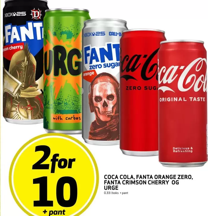 Coca Cola - COCA COLA, FANTA ORANGE ZERO, FANTA CRIMSON CHERRY OG, URGE
