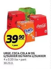 Coca Cola - URGE, COCA-COLA M OG U/SUKKER OG FANTA U/SUKKER