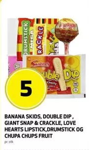 Mega - BANANA SKIDS, DOUBLE DIP, GIANT SNAP & CRACKLE, LOVE HEARTS LIPSTICK, DRUMSTICK OG CHUPA CHUPS FRUIT