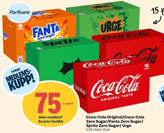 Coca Cola - Coca-Cola Original Taste, Coca-Cola Zero Sugar, Fanta Zero Sugar, Sprite Zero Sugar, Urge