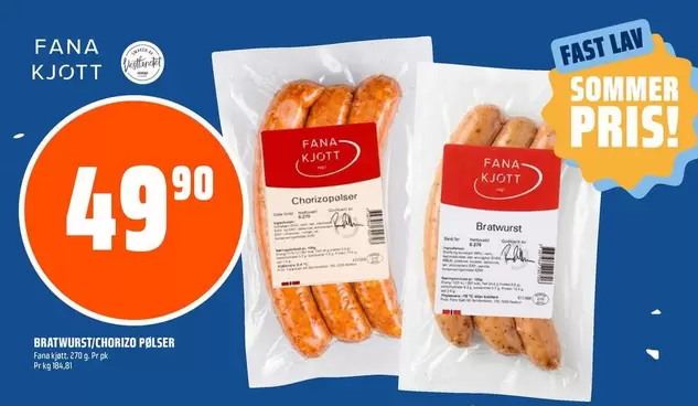 Fast - Bratwurst/Chorizo Pølser