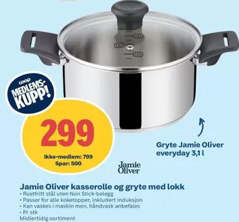Jamie Oliver -  kasserolle og gryte med lokk