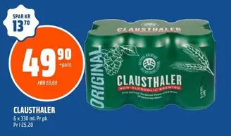 CLAUSTHALER 6 x 330 ml. Pr pk