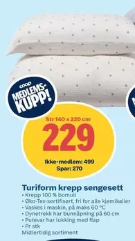 Turiform krepp sengesett