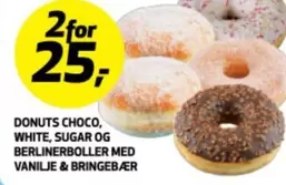 Donuts - DONUTS CHoco, WHITE, SUGAR OG BERLINERBOLleR MED VANILJE & BRINGEBÆR