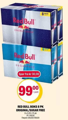 RED BULL BOKS 8 PK ORIGINAL/SUGAR FREE