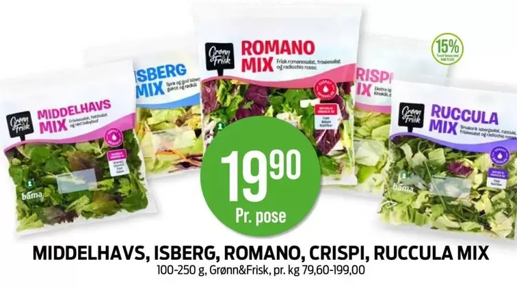 Sp - MIDDELHAVS, ISBERG, ROMANO, CRISPI, RUCCULA MIX