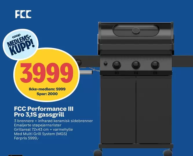 Multi - FCC Performance III Pro 3,1S gassgrill