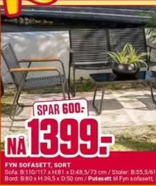 Fyn Sofasett, Sort