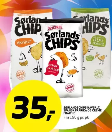 Sørlanschips Havsalt, Spansk Paprika og Creme Fraiche