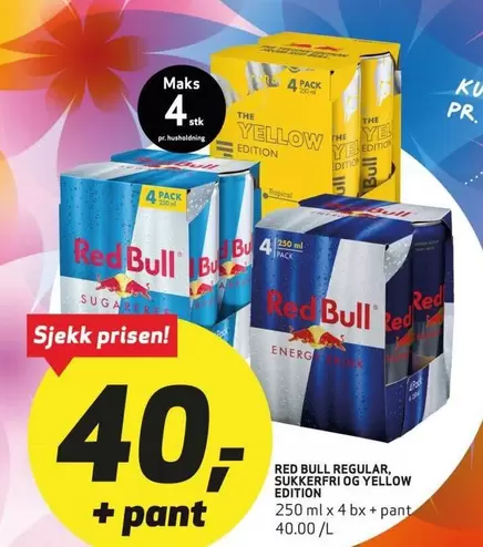 RED BULL REGULAR, SUKKERFRI AND YELLOW EDITION