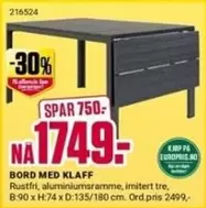 No - BORD MED KLAFF 216524
