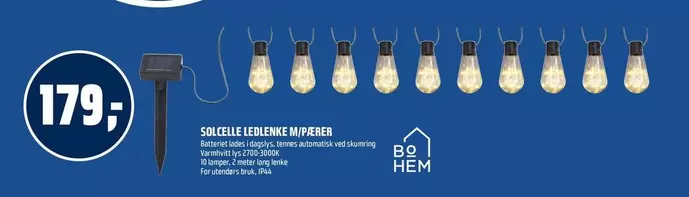 Lys - SOLCELLE LEDLENKE M/PIPER