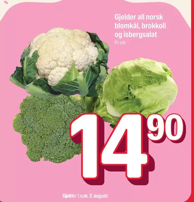 Norsk - blomkål, brokkoli og isbergsalat