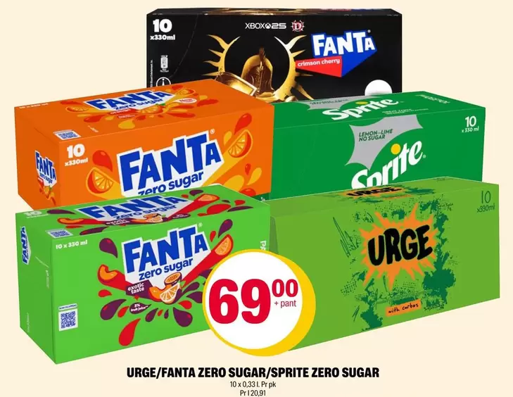 No - URGE/FANTA ZERO SUGAR/SPRITE ZERO SUGAR