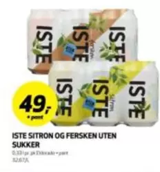 ISTE SITRON OG FERSKEN UTEN SUKKER 0,33l pk