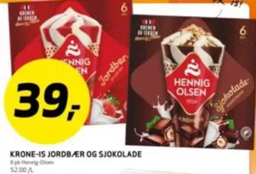 Krone-is Jordbær og Sjokolade