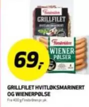 GRILLFILLET HVITLØKSMARINERT OG WIENERPØLSE