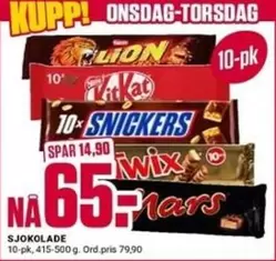 Wix - Lion, Kit Kat, Snickers, Twix, Mars