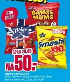 Smash - Nidar Sjokolade Favoritter / ! XXL