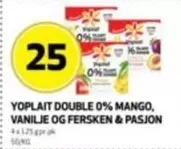 Yoplait Double 0% Mango, Vanilje og Fersken & Pasjon
