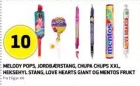 Melody Pops, Jordbærstang, Chupa Chups XXL, Heksehyll Stang, Love Hearts Giant Og Mentos Frukti