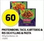Taco - PROTEINBOWL TACO, KJØTTDEIG & RIS OG KYLLING & PASTA