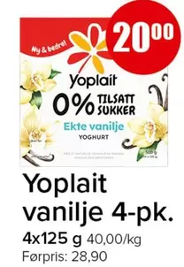 Yoplait 0% Sukker Ekte Vanilje Yoghurt