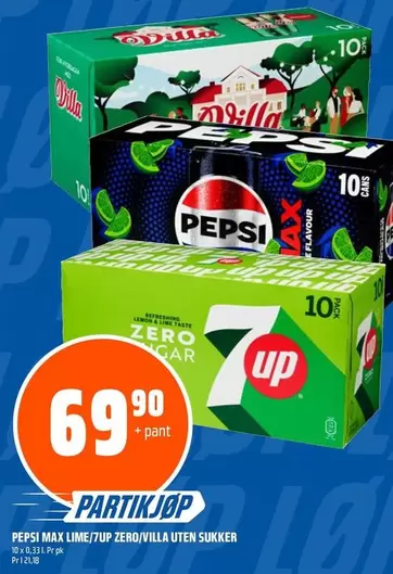 Max - PEPSI MAX LIME / 7UP ZERO VILLA UTEN SUKKER