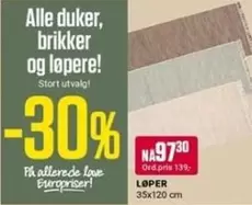 duker, brikker og løpere