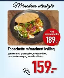 Focachette m/marinert kylling