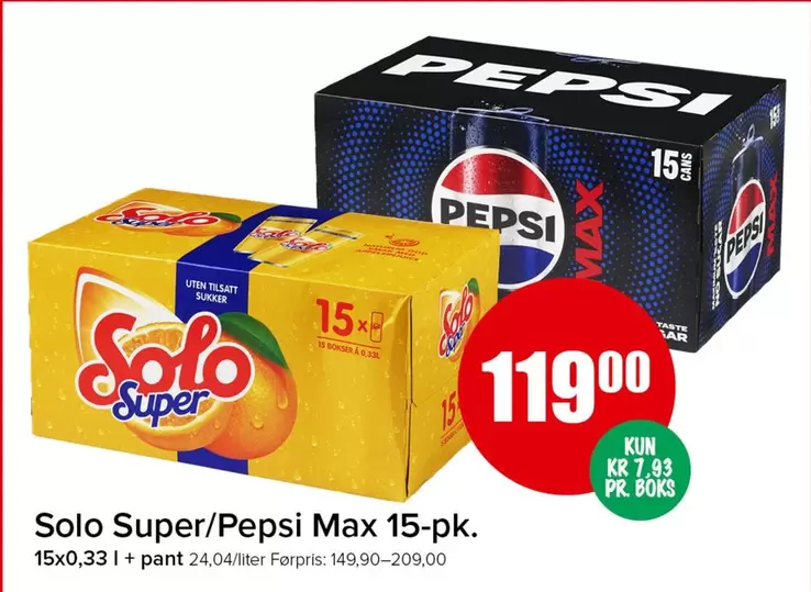 Max - Solo Super/Pepsi 15-pk.