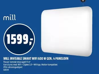 MILL INVISIBLE SMART WIFI 600 W GEN. 4 PANELOVN