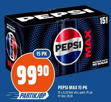 No - PEPSI MAX 15 PK