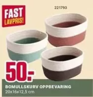 Fast - BOMULLSKURV OPPBEVARING 20x16x12,5 cm