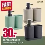 Fast - SÅPEDISPENSER Med tannglass og brett 221795