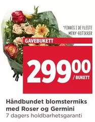 Roser - Håndbundet blomstermiks med og Germini