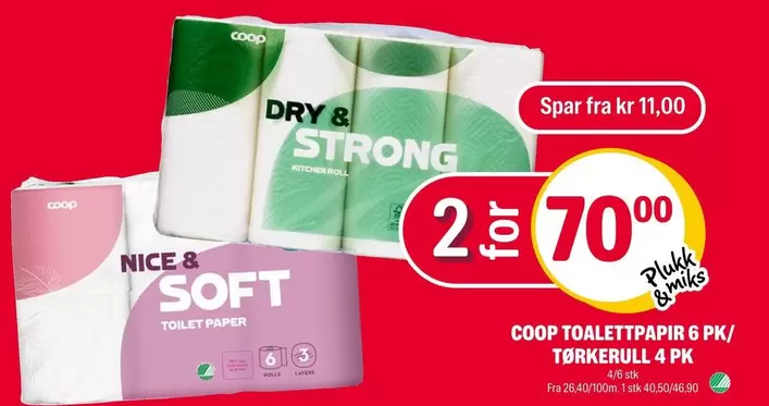 Nice - COOP TOALETTPAPIR 6 PK/ TØRKERULL 4 PK