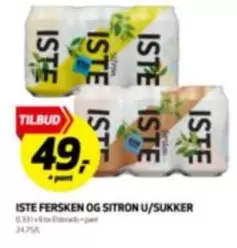 ISTE FERSKEN OG SITRON U/SUKKER