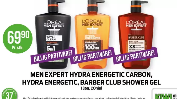 Expert - MEN EXPERT HYDRA ENERGETIC CARBON, HYDRA ENERGETIC, BARBER CLUB SHOWER GEL