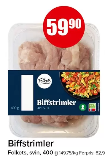 Biffstrimler av svin