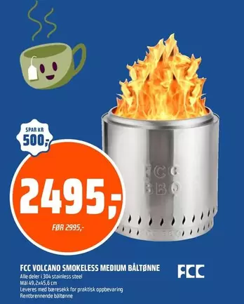 FCC VOLCANO SMOKELESS MEDIUM BÅLTØNNE